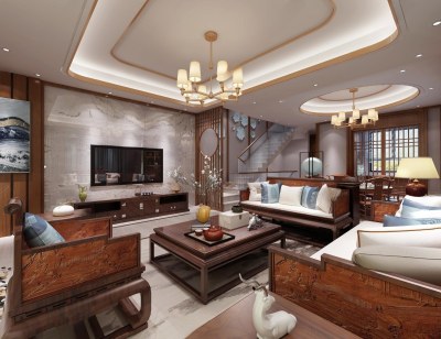 中式客餐厅3D模型下载